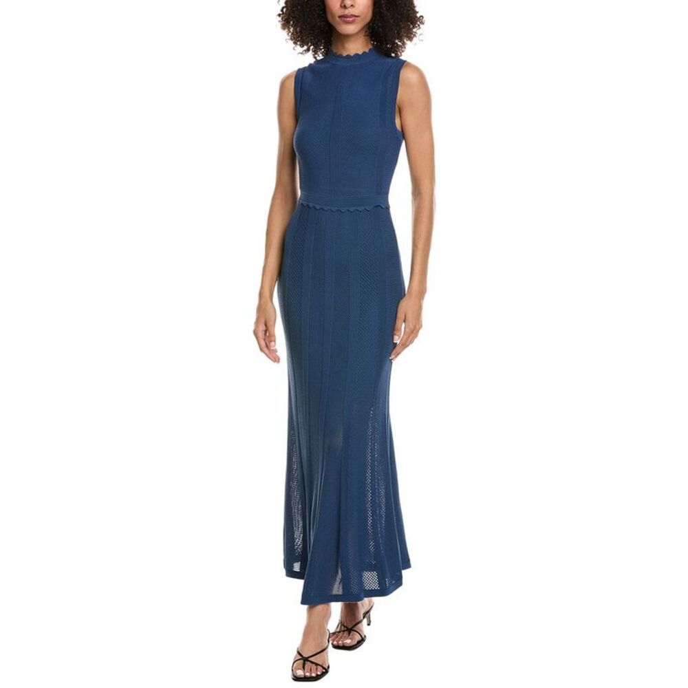 The Kooples Womens Romantic Net Stitches Maxi Dress, Navy